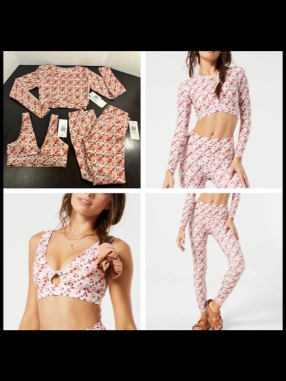 L*Space 3pc Set Aim High Top/Do The Twist Bra/Hot To Trot Legging Block Party S